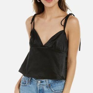 WeWoreWhat Black Viscose Sateen Cami